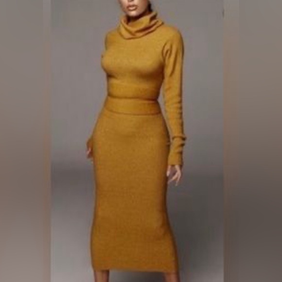 JLUXLABEL Dresses & Skirts - JLuxLabel Long Sleeve Maxi Cowl Neck Sweater Dress in Mustard 
Size S
